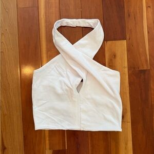 NWT Zara White Cross-Front Halter Crop Top - Women
